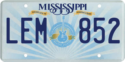 MS license plate LEM852