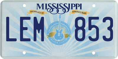 MS license plate LEM853