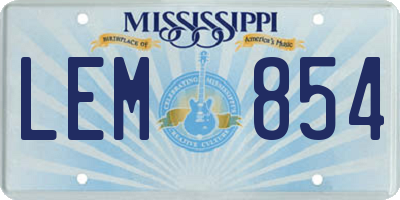 MS license plate LEM854