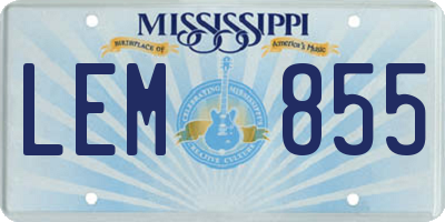 MS license plate LEM855