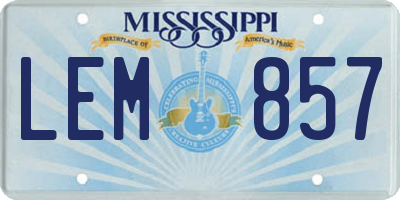 MS license plate LEM857