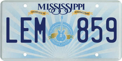 MS license plate LEM859
