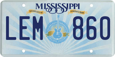 MS license plate LEM860