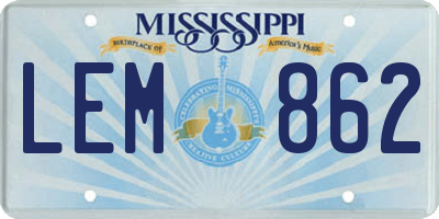 MS license plate LEM862