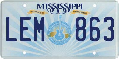 MS license plate LEM863