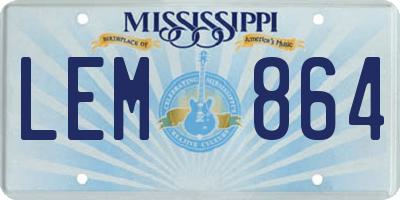 MS license plate LEM864