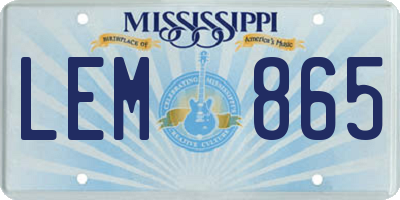 MS license plate LEM865