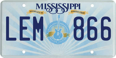 MS license plate LEM866