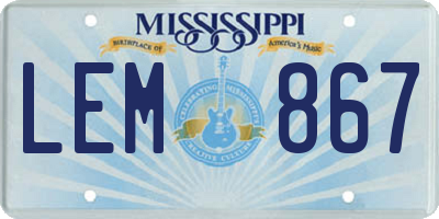 MS license plate LEM867