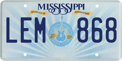 MS license plate LEM868