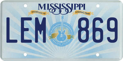 MS license plate LEM869