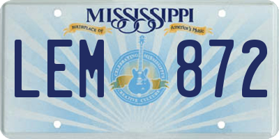 MS license plate LEM872