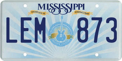 MS license plate LEM873