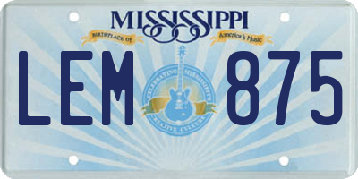 MS license plate LEM875
