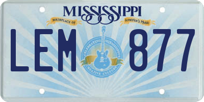 MS license plate LEM877