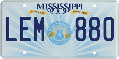 MS license plate LEM880