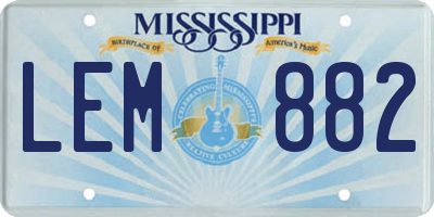 MS license plate LEM882