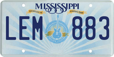 MS license plate LEM883