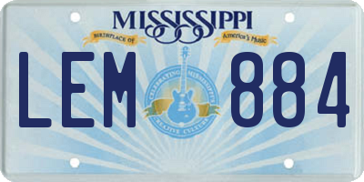 MS license plate LEM884