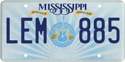 MS license plate LEM885
