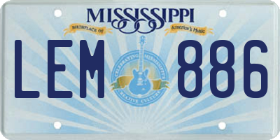 MS license plate LEM886