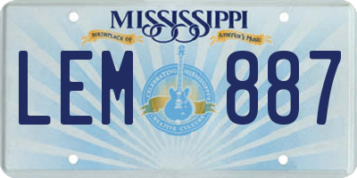 MS license plate LEM887