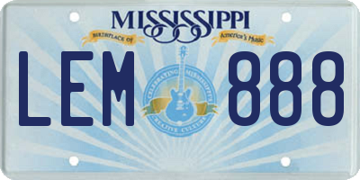 MS license plate LEM888