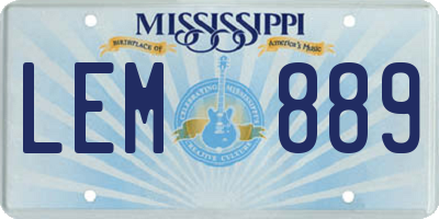 MS license plate LEM889