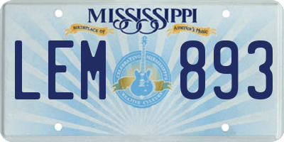 MS license plate LEM893