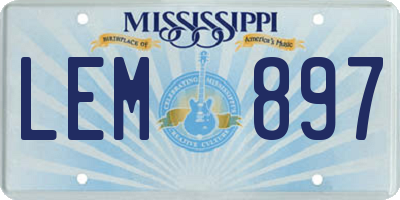MS license plate LEM897