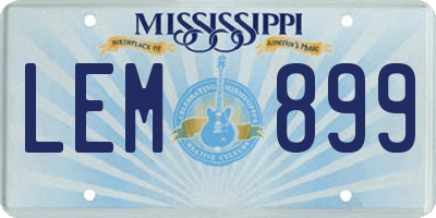 MS license plate LEM899