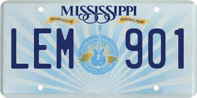 MS license plate LEM901