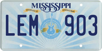 MS license plate LEM903