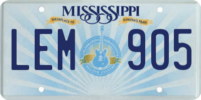 MS license plate LEM905