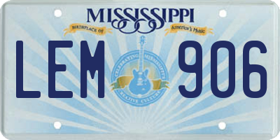 MS license plate LEM906