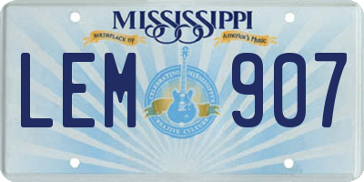 MS license plate LEM907