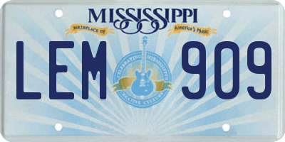 MS license plate LEM909
