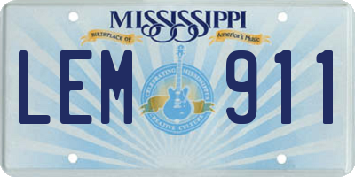 MS license plate LEM911
