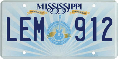 MS license plate LEM912