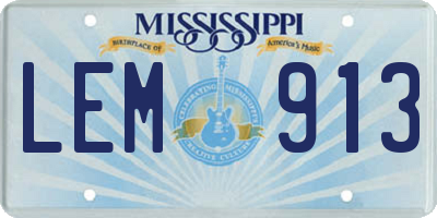 MS license plate LEM913