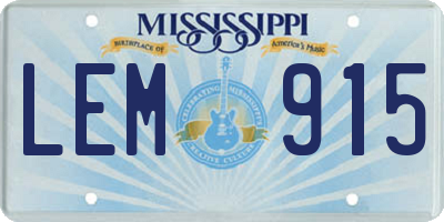 MS license plate LEM915