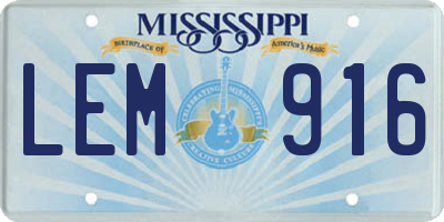 MS license plate LEM916
