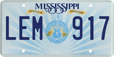 MS license plate LEM917