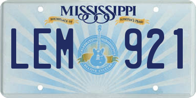 MS license plate LEM921