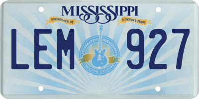 MS license plate LEM927