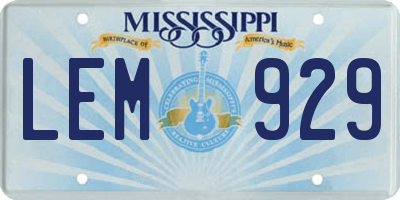 MS license plate LEM929