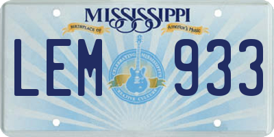 MS license plate LEM933