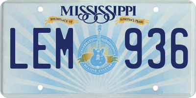 MS license plate LEM936