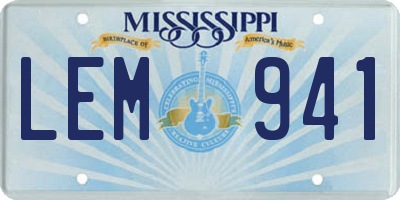MS license plate LEM941