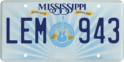 MS license plate LEM943